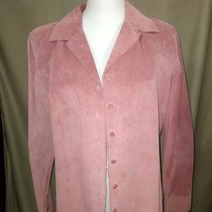 Brandon Thomas pink suede shirt